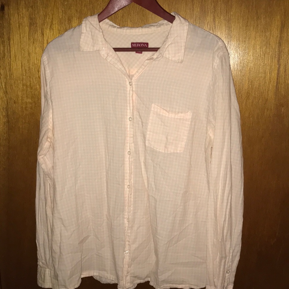 XL Merona pink gingham button up